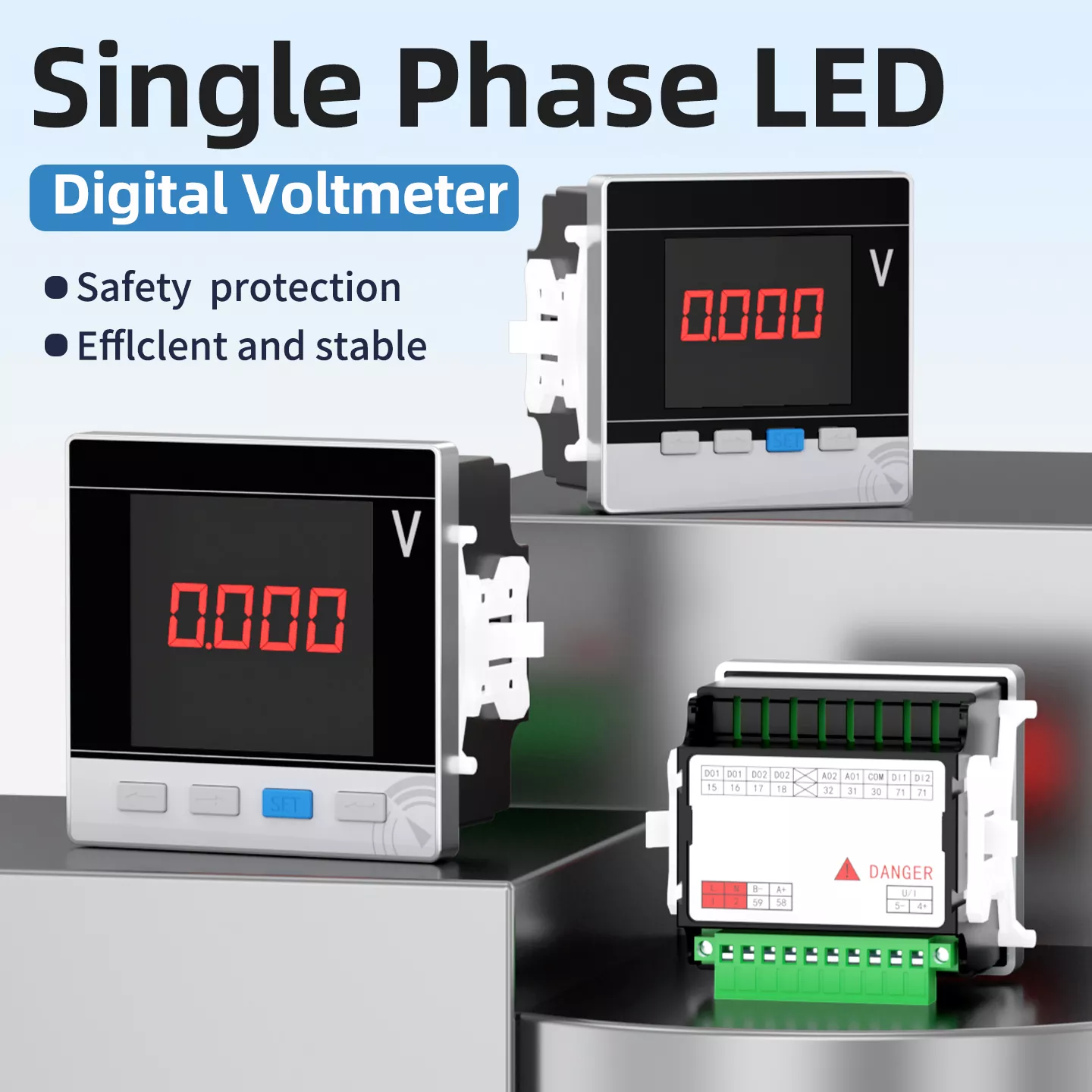 Voltmeter Digital LED Fasa Tunggal