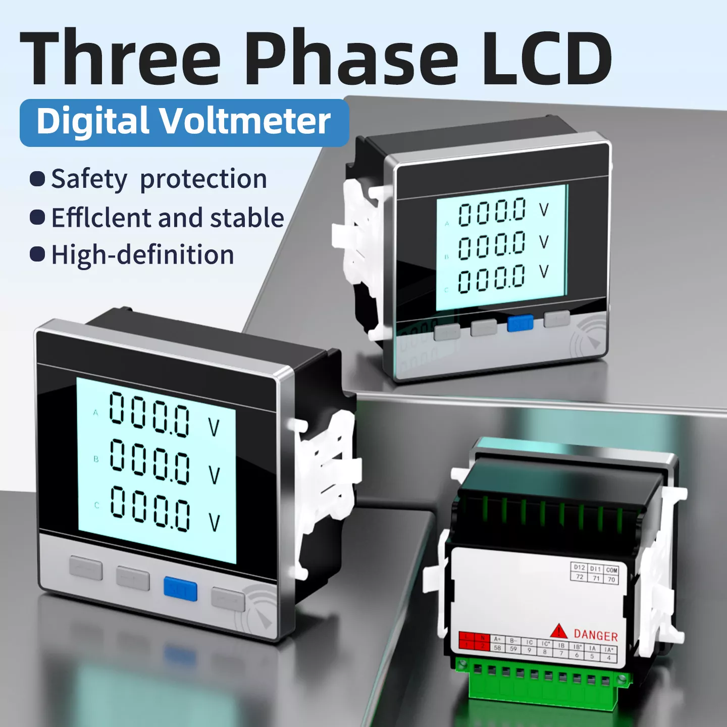 Meter Volt Digital LCD Tiga Fasa